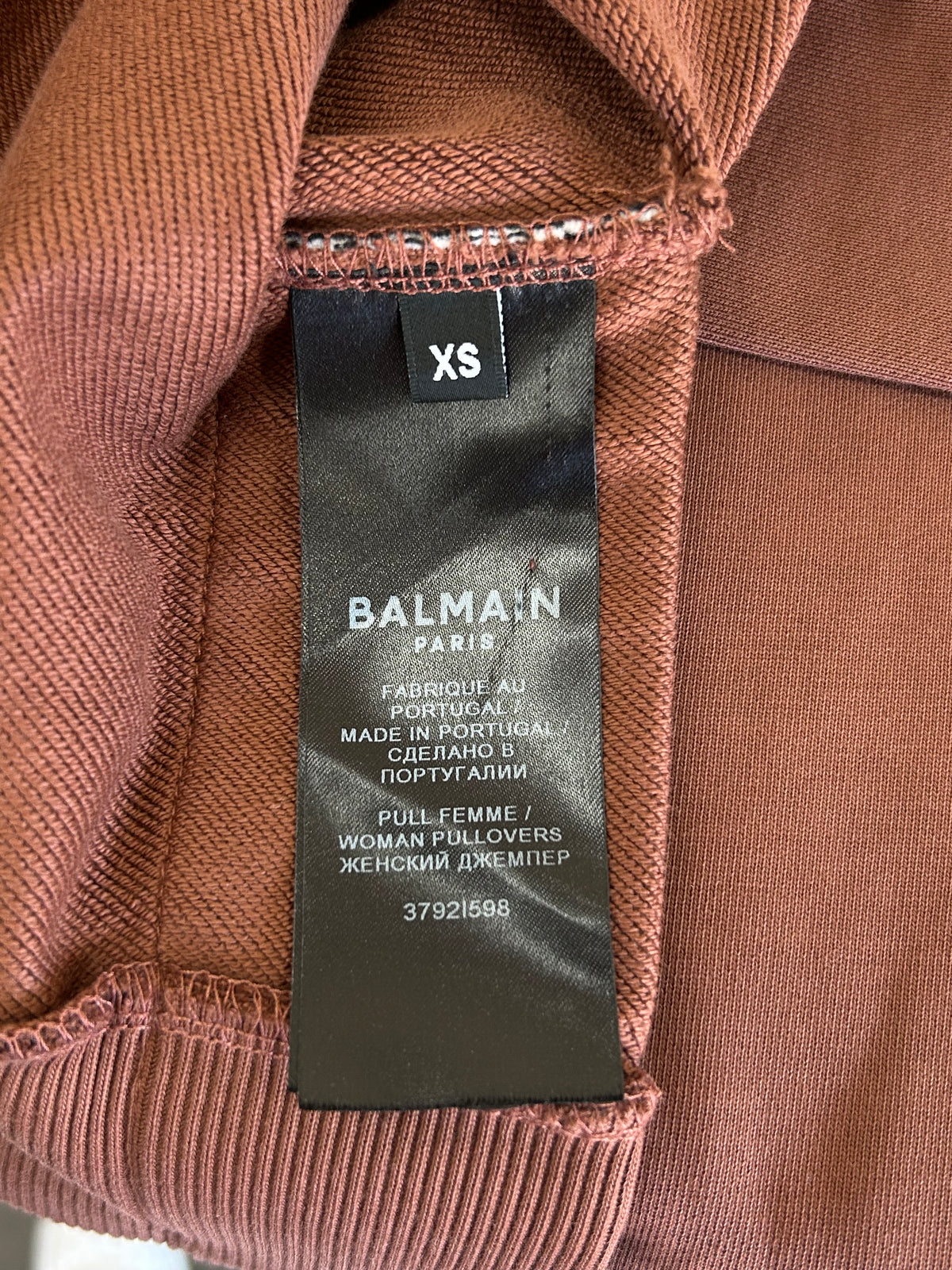 BALMAIN - Cropped Logo Hooded Jumper Sz XS