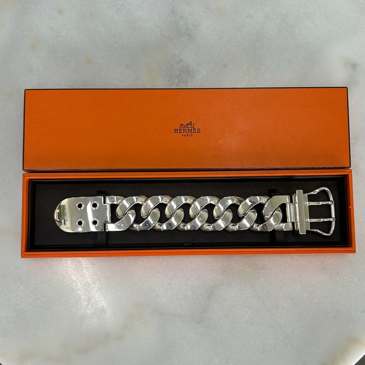 HERMES - Boucle Sellier AG 925 Silver Chain Bracelet
