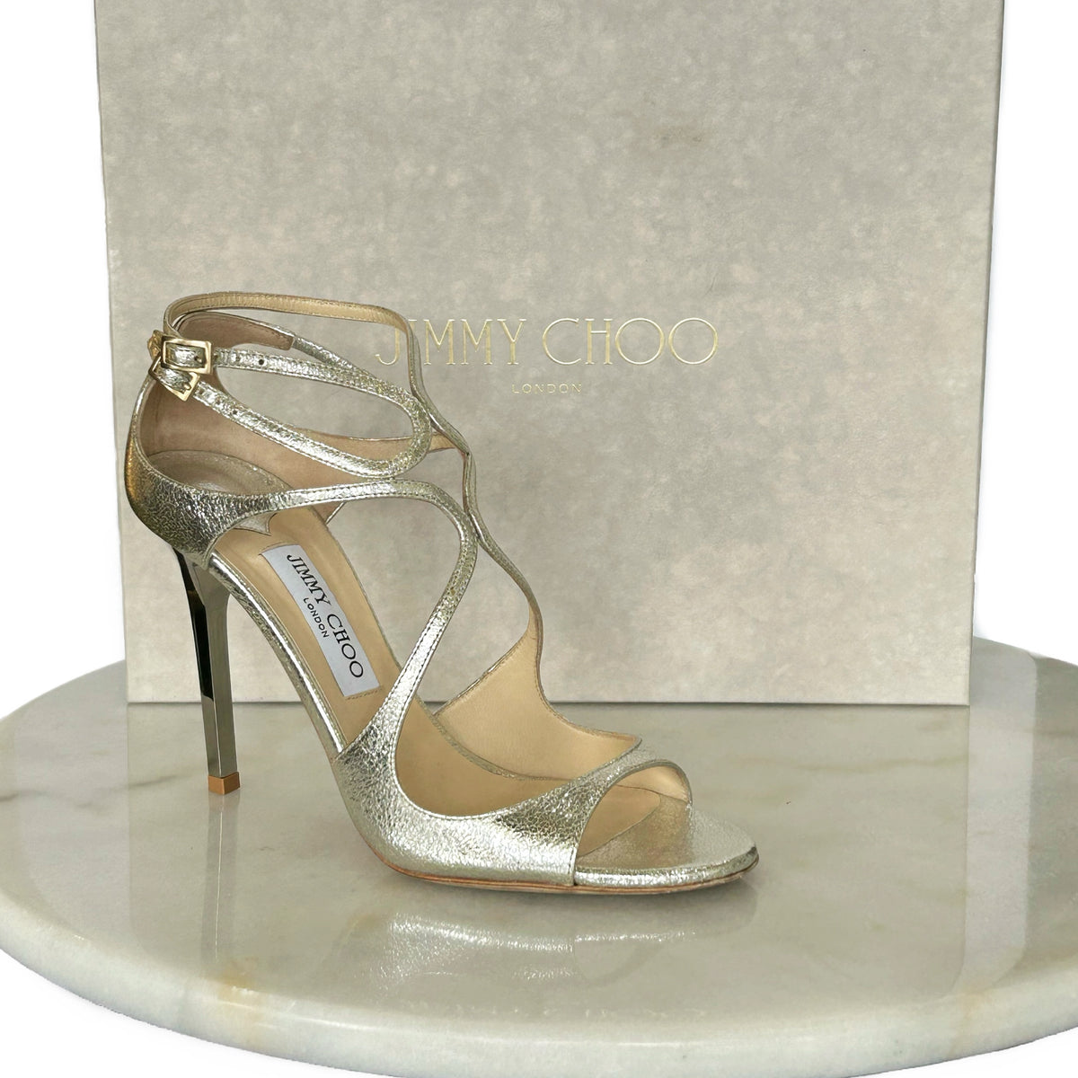 JIMMY CHOO - Lang Sandals in Champagne Sz 39