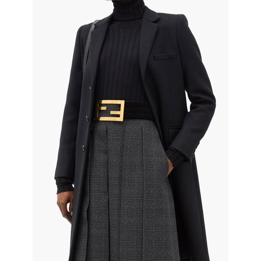 FENDI - Gold FF Buckle - Black Velvet Waist Belt