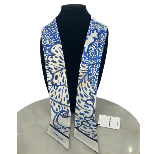 FERRAGAMO - Foliage Print Silk Twill Scarf