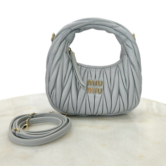 MIU MIU - Wander Matelassé Leather Hobo Mini-Bag - Pearl Grey
