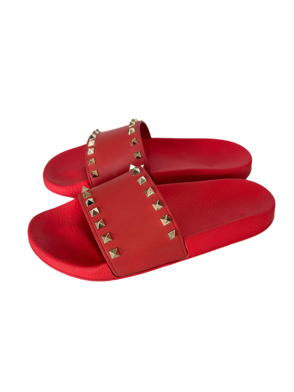 VALENTINO - Red Rockstud Pool Slides Sz 40