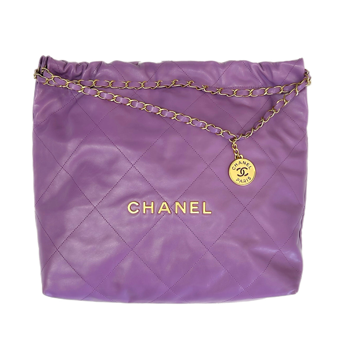 CHANEL 22 Handbag in Purple Leather - Medium