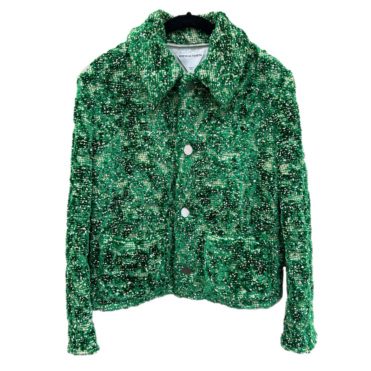 初期 BOTTEGA VENETA ウール　キルティングジャケット  グリーン BOTTEGA VENETA - Abstract Chenille Boucle Green Jacket Sz 44