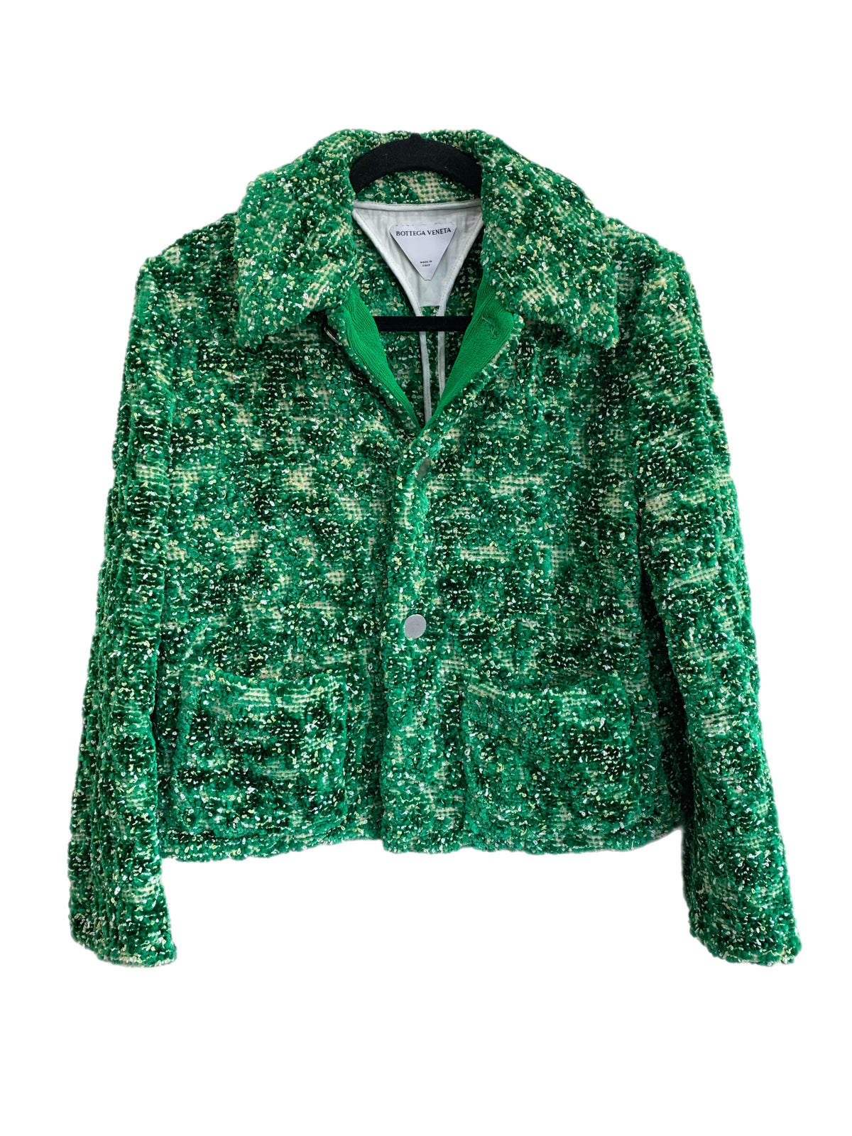 BOTTEGA VENETA - Abstract Chenille Boucle Green Jacket Sz 44