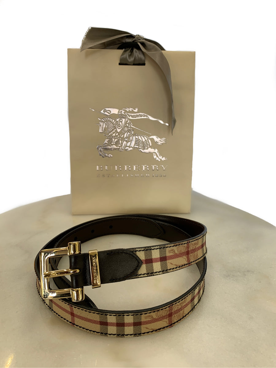 BURBERRY - Plaid Leather Belt - 90cm – Open Vault - Designer Consigners