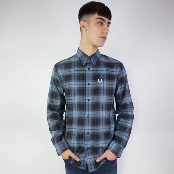 FRED PERRY - Bold Tartan Blue Shirt - Size S