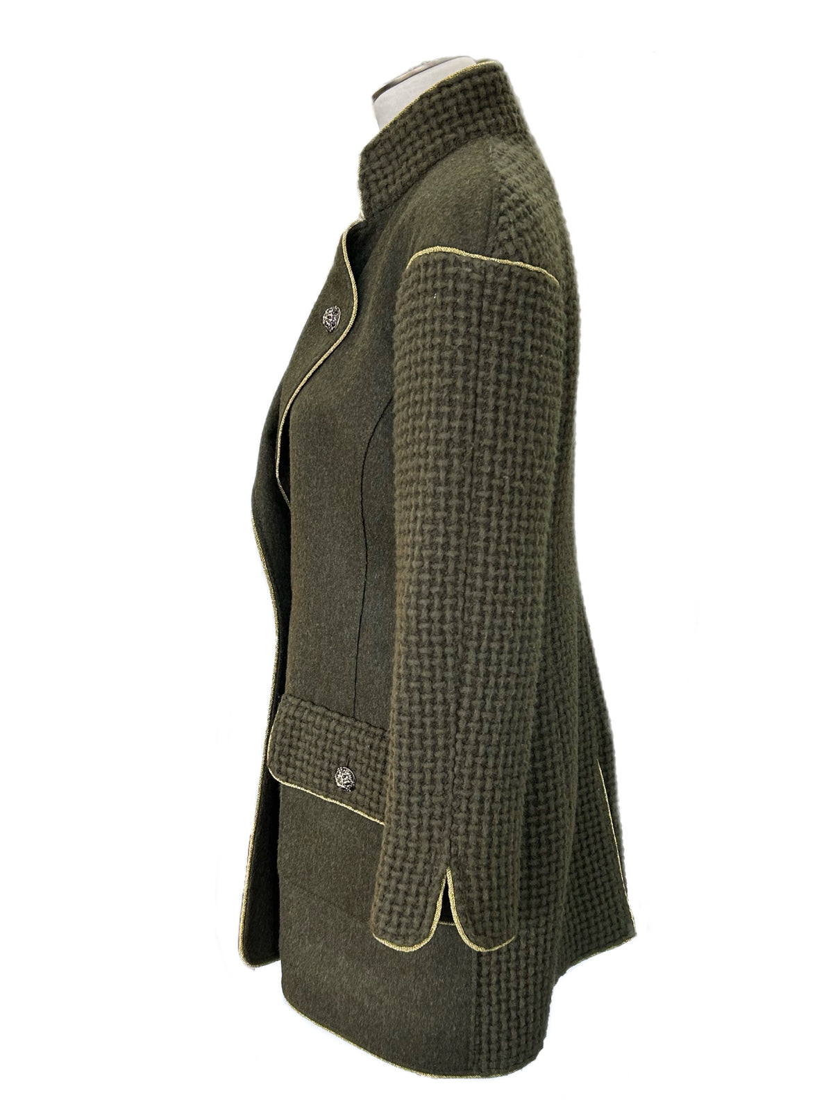 CHANEL - Khaki Wool/Alpaca Coat Size FR 44 / AUS 12