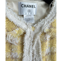 CHANEL - Yellow Tweed Houndstooth Jacket Sz 38