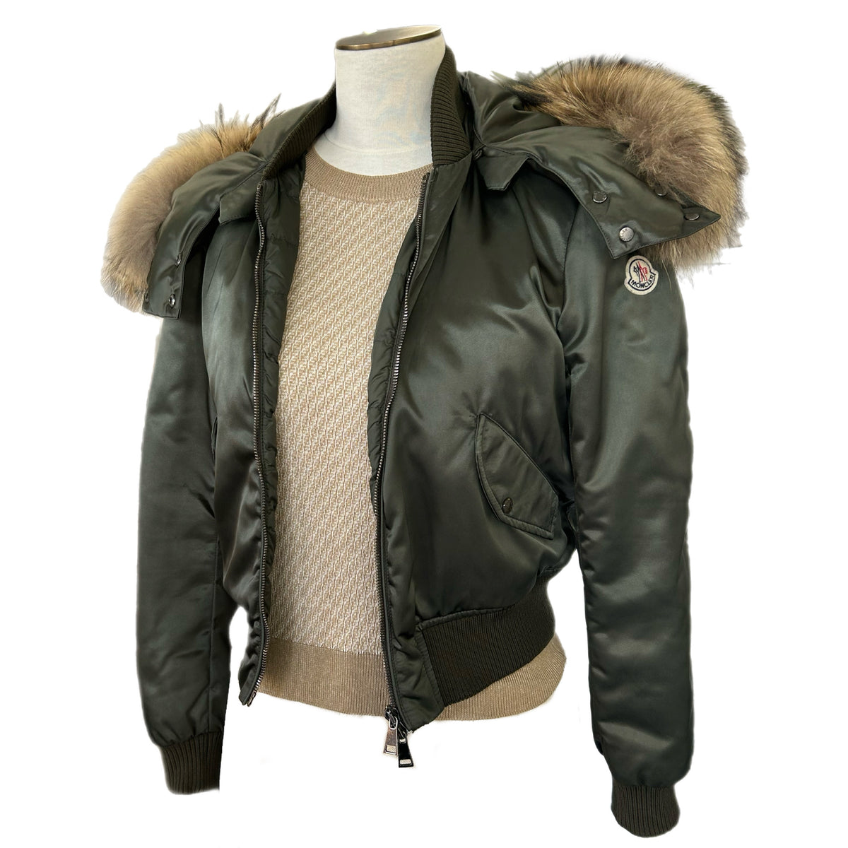 MONCLER - Eulimene Green Hooded Crop Jacket Sz 0