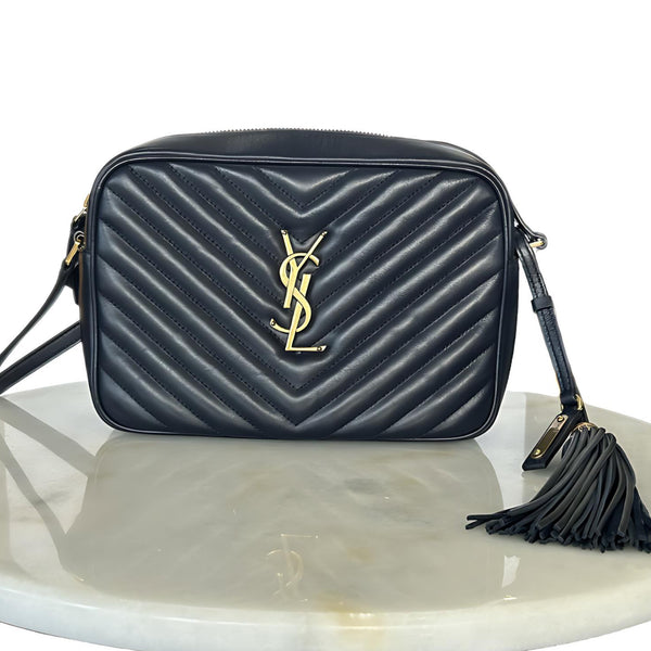 SAINT LAURENT - Lou Navy Quilted Leather Camera Bag