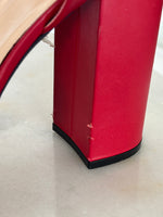 GUCCI - Red Leather GG Marmont Block Sandals Size EU 38