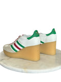 GUCCI x ADIDAS - Gazelle White Leather Wedge Sneakers Sz 39