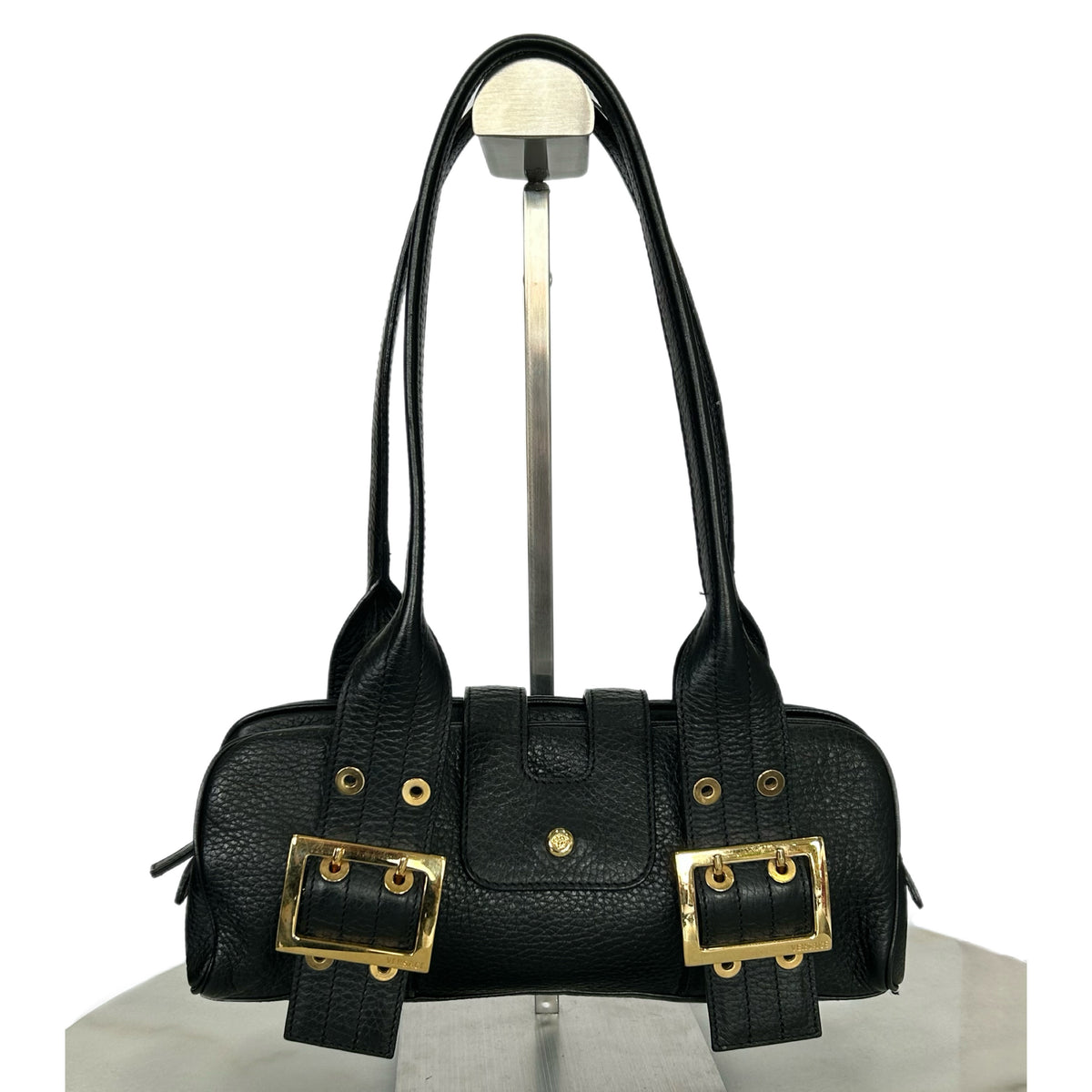 VERSACE - Black Leather  Shoulder Bag