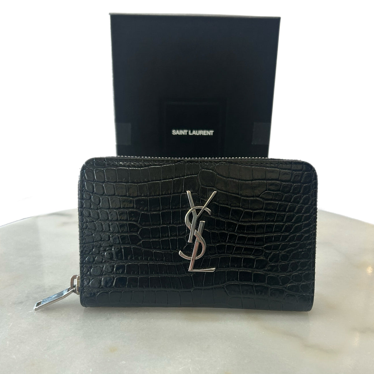 SAINT LAURENT - Cassandre YSL Croc Wallet