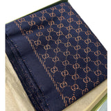 GUCCI - Navy & Gold GG Wool/Silk Scarf