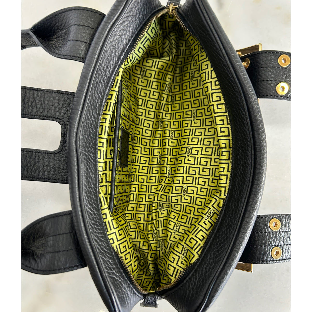 VERSACE - Black Leather  Shoulder Bag