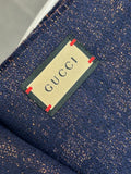 GUCCI - Navy & Gold GG Wool/Silk Scarf