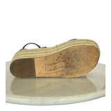 LOEWE - Gate Topstitched Leather Espadrille Sandals Sz 40