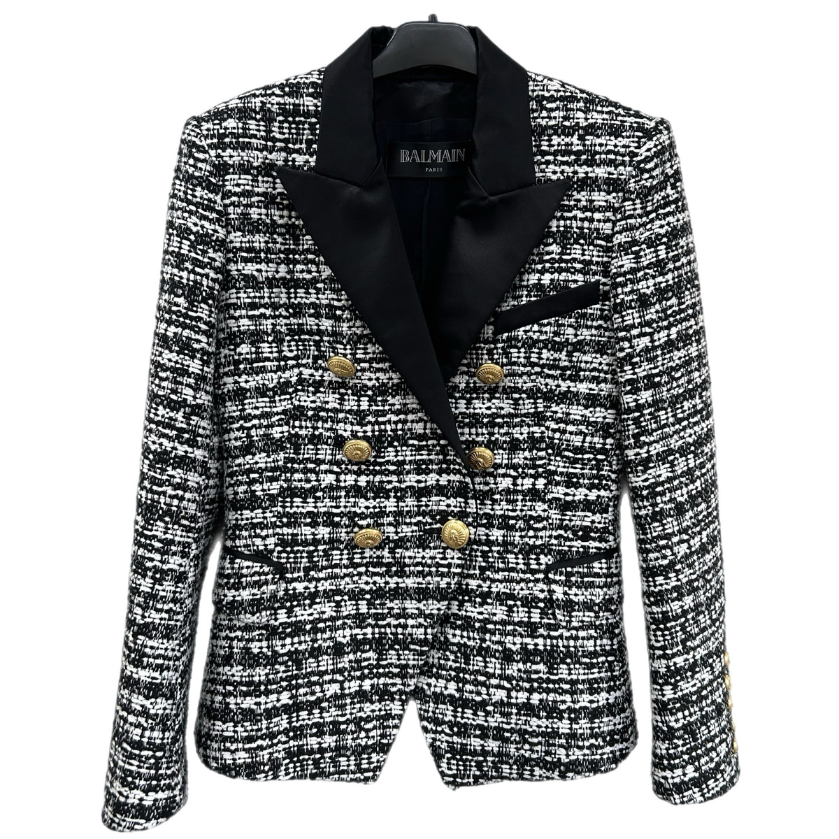 BALMAIN - Black and White Tweed Jacket Sz 40