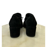 CHANEL - Pearl & Black Suede Leather Block Heel Shoes Sz 39.5