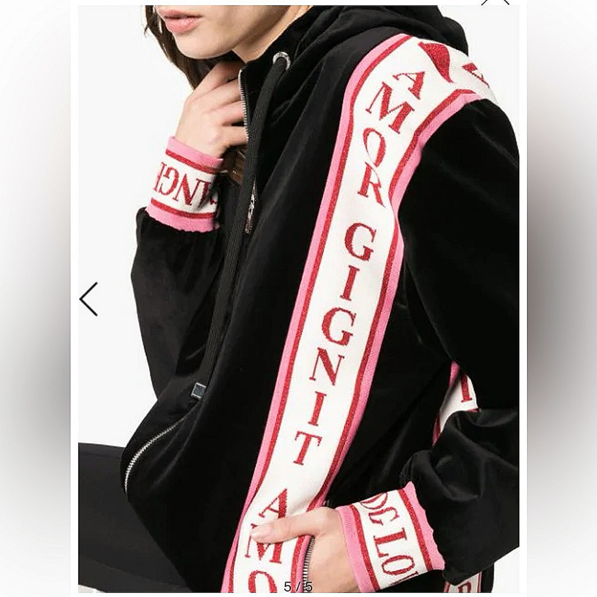 DOLCE & GABBANA - Velvet Hooded Jacket ‘Love Begets Love’ Sz IT 44