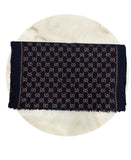 GUCCI - Navy & Gold GG Wool/Silk Scarf