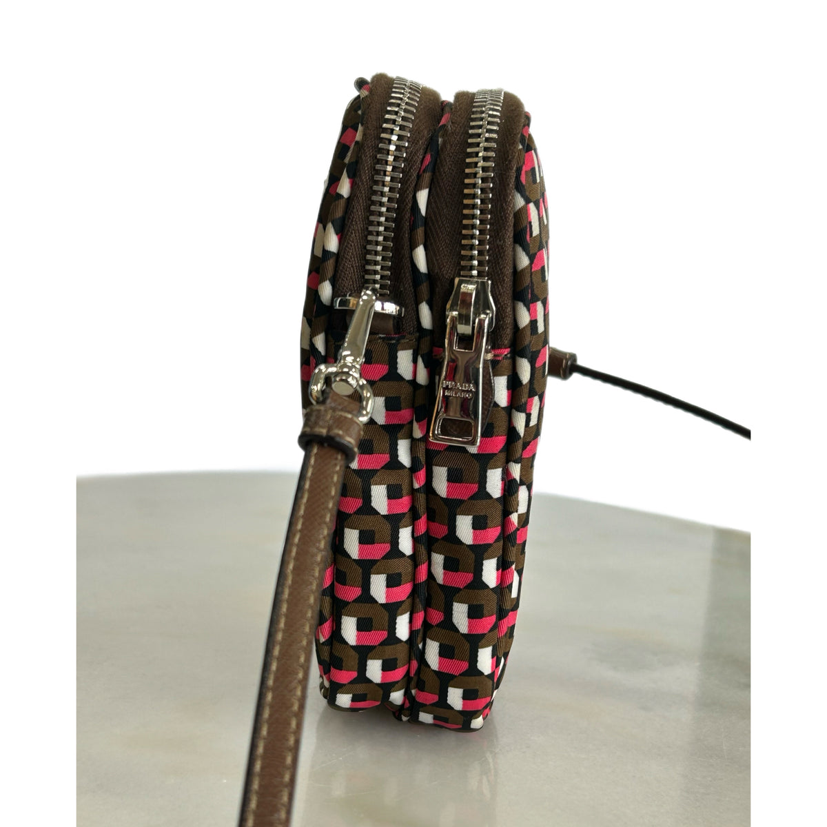 PRADA - Geometric-Print Nylon Pouch Bag