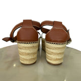 LOEWE - Gate Topstitched Leather Espadrille Sandals Sz 40