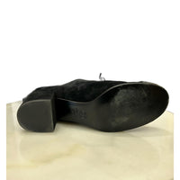 CHANEL - Pearl & Black Suede Leather Block Heel Shoes Sz 39.5