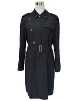 BURBERRY - Black Trench Coat Sz 10-12