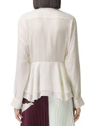 BURBERRY - Leah Silk Tie-Neck Peplum Blouse Sz 6-8