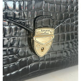 ASPINAL OF LONDON - Mayfair Black Patent Croc Bag