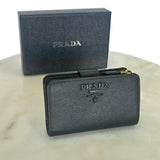 PRADA - Black Saffiano Compact Wallet