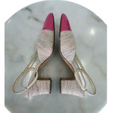 CHANEL - Tweed & Pink Patent Slingbacks Sz 39C