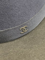 CHANEL - Black & Navy Lapin Wide Brim Hat