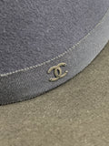 CHANEL - Black & Navy Lapin Wide Brim Hat