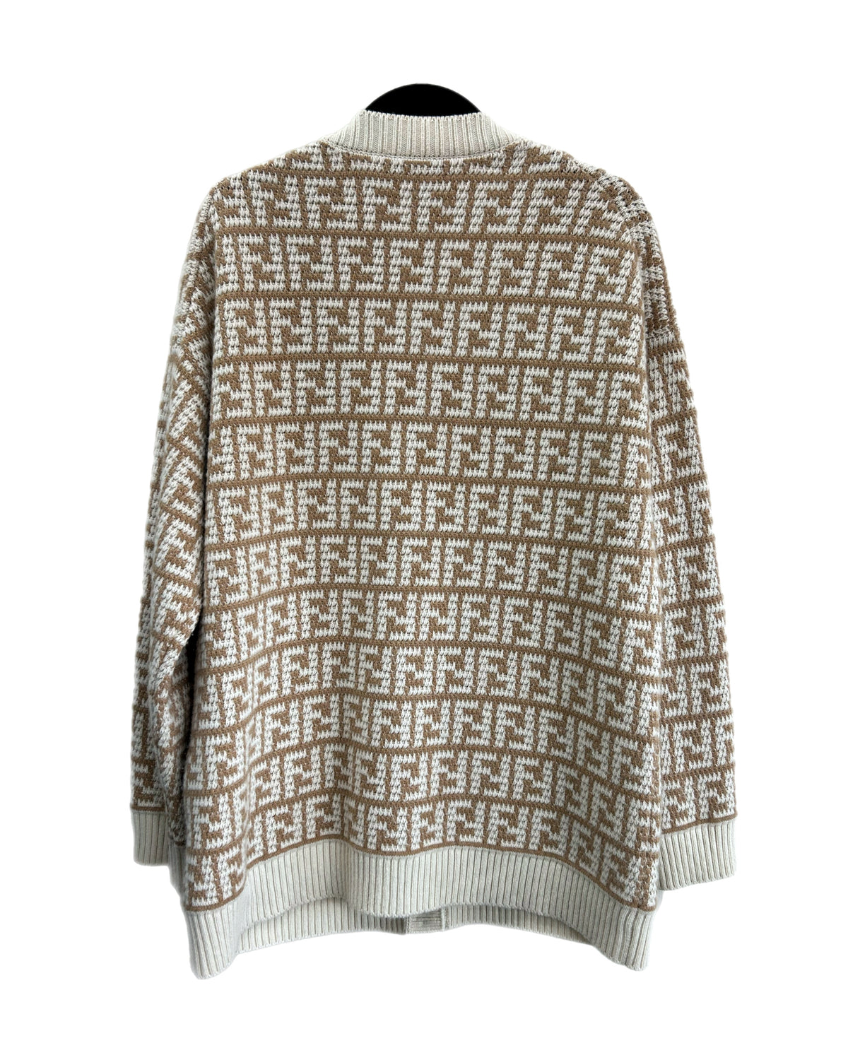 FENDI - FF Motif Cashmere Cardigan in Camel/Natural - Size AUS 10-12