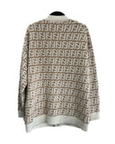 FENDI - FF Motif Cashmere Cardigan in Camel/Natural - Size AUS 10-12