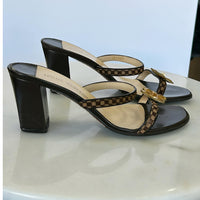 LOUIS VUITTON - Damier Monogram Flower Block Sandals Sz 37.5
