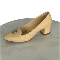 CHANEL - CC Quilted Leather Block Heels Sz 38.5