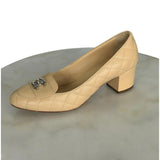 CHANEL - CC Quilted Leather Block Heels Sz 38.5