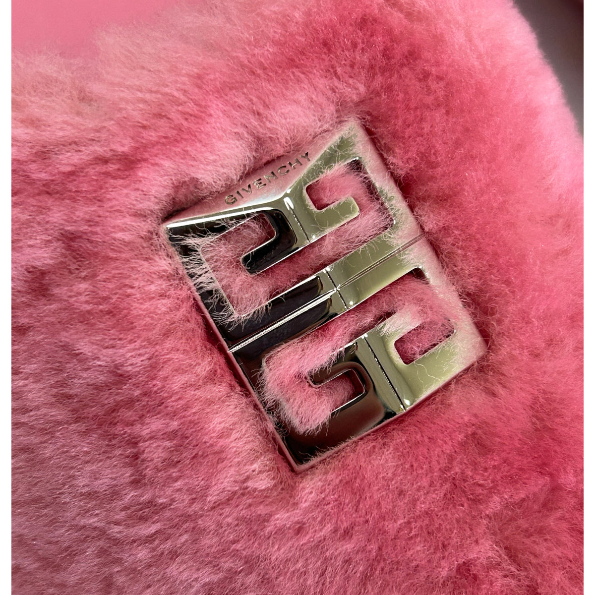 GIVENCHY - 4G Pink Shearling Slip On Slides Sz 39