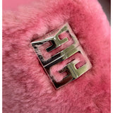 GIVENCHY - 4G Pink Shearling Slip On Slides Sz 39