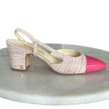 CHANEL - Tweed & Pink Patent Slingbacks Sz 39C