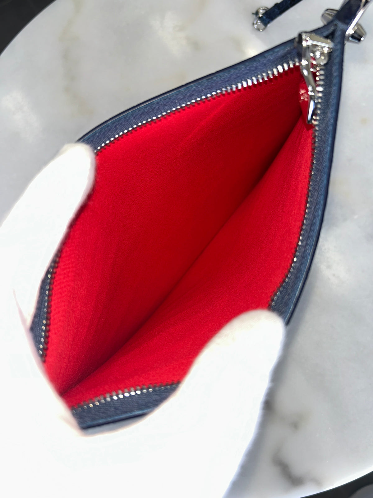 CHRISTIAN LOUBOUTIN - Blue Alligator Embossed Cabata Tote