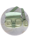 PRADA - Green Pocket Leather & Nylon Crossbody Bag