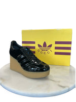 GUCCI x ADIDAS - Velvet Croc Embossed Gazelle Wedge Sneakers Sz 38.5