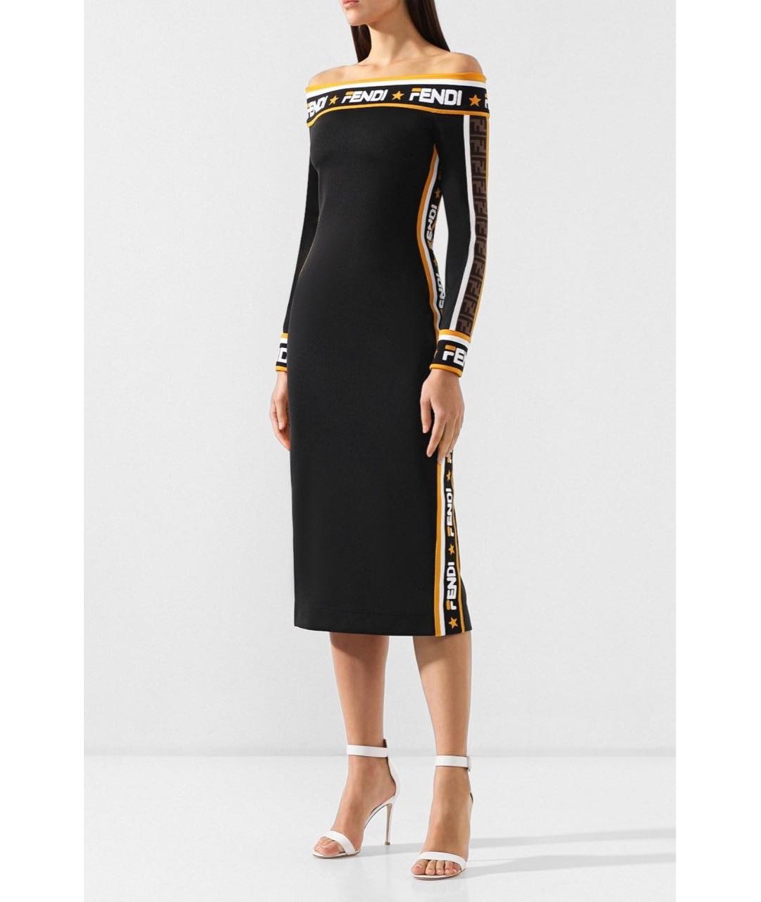 Fendi - Mania Off-The-Shoulder Jersey Midi Dress Sz 36